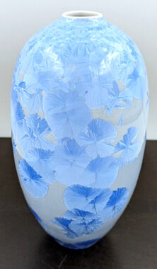 Vintage Sid Oakley Porcelain Vase in Crystalline Glaze NC Pottery 8.5"H
